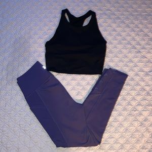 Girls Super Cute Workout Set ~ High Waisted Leggings and Shelf Bra Tank Sz 10/12